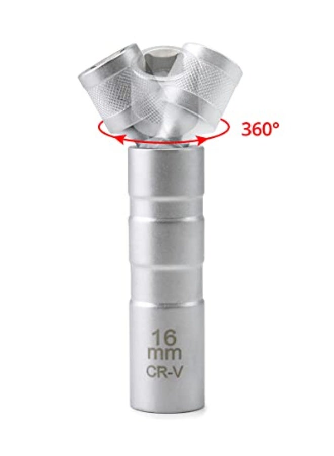 Generic QWORK 14mm&16mm Magnetic Swivel Spark Plug Socket, Thin Wall Magnetic Rotating 3/8" Drive 12 Point Standard Spark Plug Socket Removal Tool 360-degree Rotation for Maximum Flexibility  - Image 4