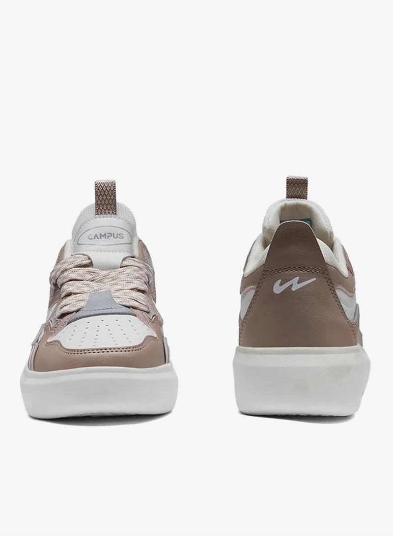 CAMPUS Off Wht/Mauve Women’s Cute Low Top Sneakers – Stylish Color-Block Design Shoes with Patterned Lace Detailing for Women | Best Price UAE