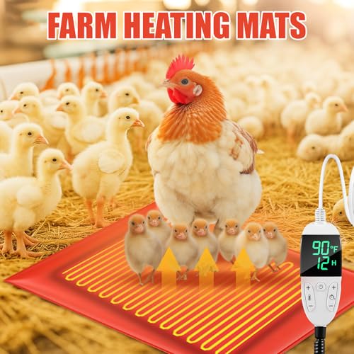 Grinsvalley 4 Pack Heated Chicken Pad for Brooders Small Animal Pet Heating Pad Warming Chick Nesting Mat with Temperature and Timer Waterproof Chicken Coop Heater Mat(15.7 x 12.6 Inches) - Image 3