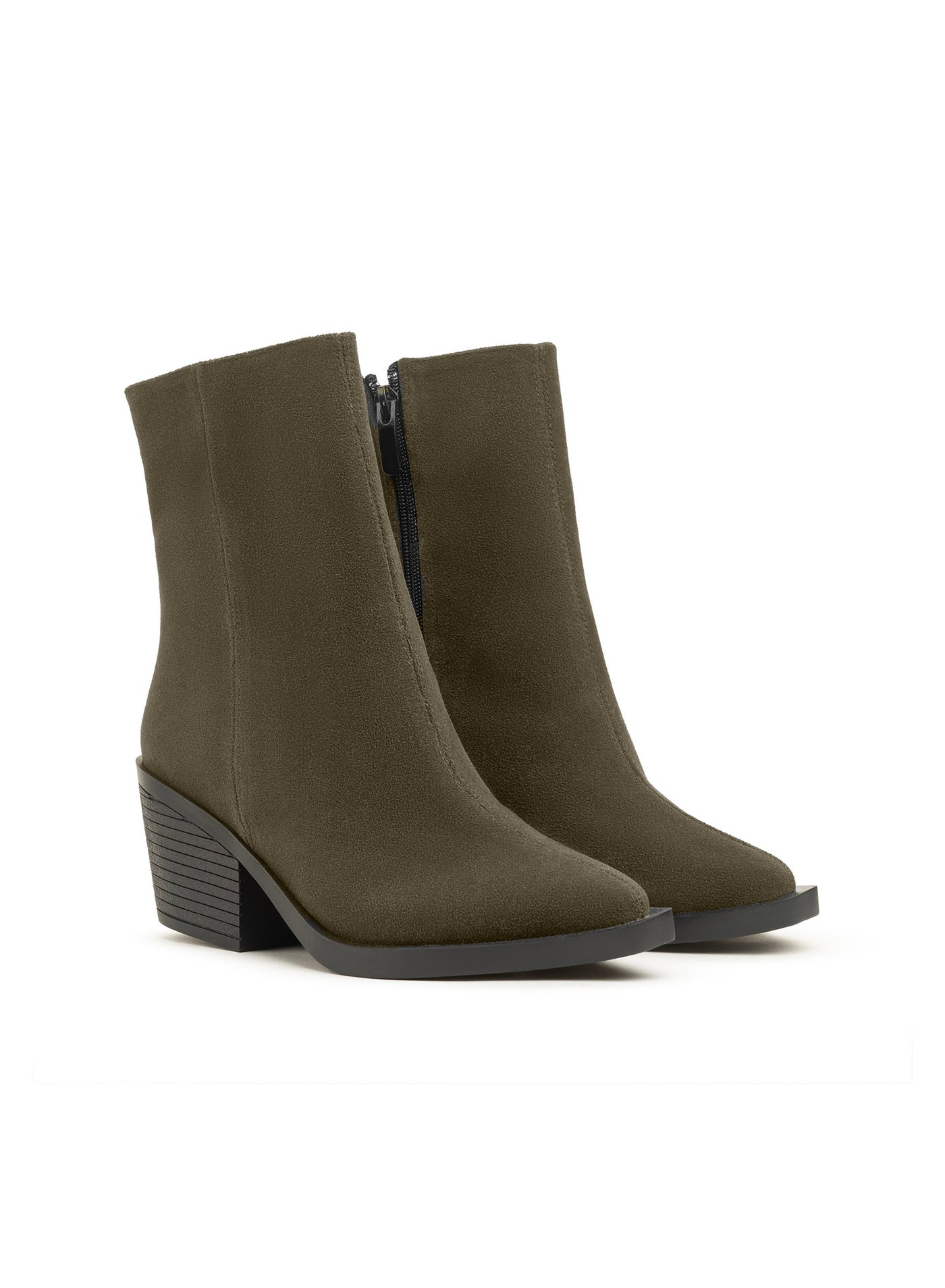 Suede Zip Tall Ankle Boot