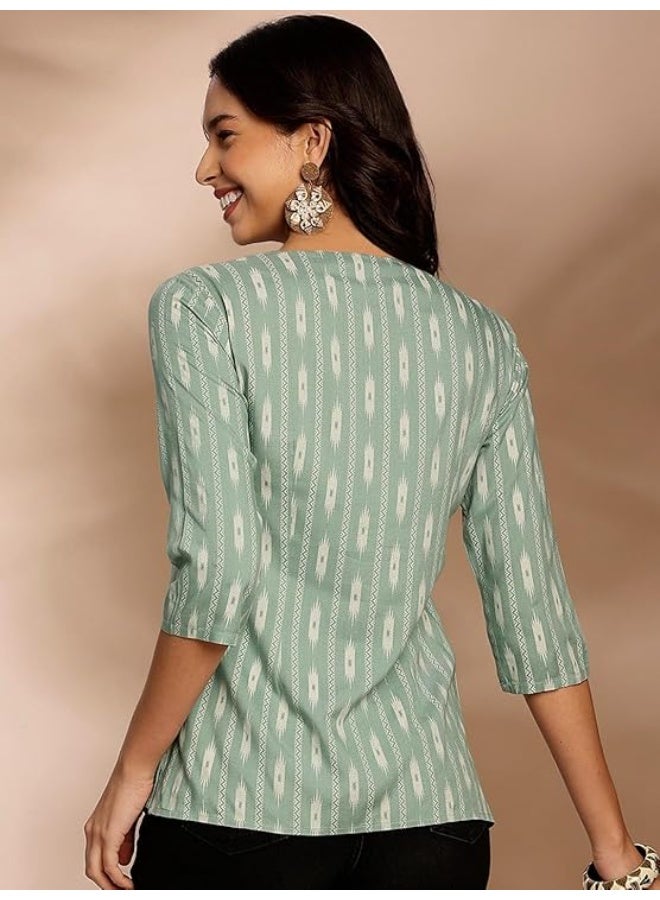 Pinkmint store Women's Printed Cotton Blend Short Kurti with 3/4th Sleeve & Notch Neck l Casual & Office Wear Tunic Kurti (pack of 2) 2XL - Image 2