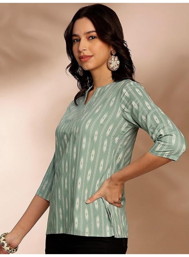 Pinkmint store Women's Printed Cotton Blend Short Kurti with 3/4th Sleeve & Notch Neck l Casual & Office Wear Tunic Kurti (pack of 2) 2XL - Image 4