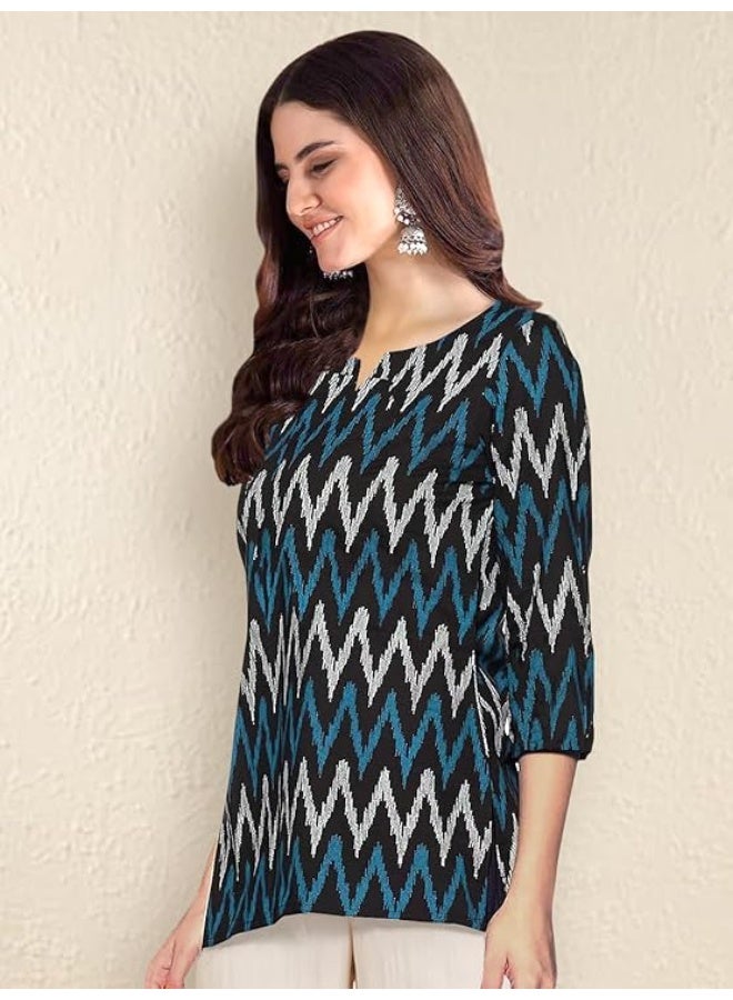 Pinkmint store Women's Printed Cotton Blend Short Kurti with 3/4th Sleeve & Notch Neck l Casual & Office Wear Tunic Kurti (pack of 2) 2XL - Image 3