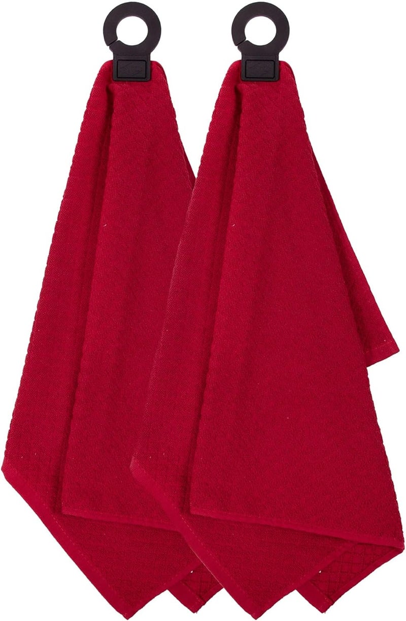 Ritz Premium Hook and Hang Towel, (2-Pack), 18" x 28", Long-Lasting Durable Rubber Hook, Highly Absorbent Super Soft Hand Cloths for Kitchen, Bathroom, Laundry Room, Paprika - Image 1