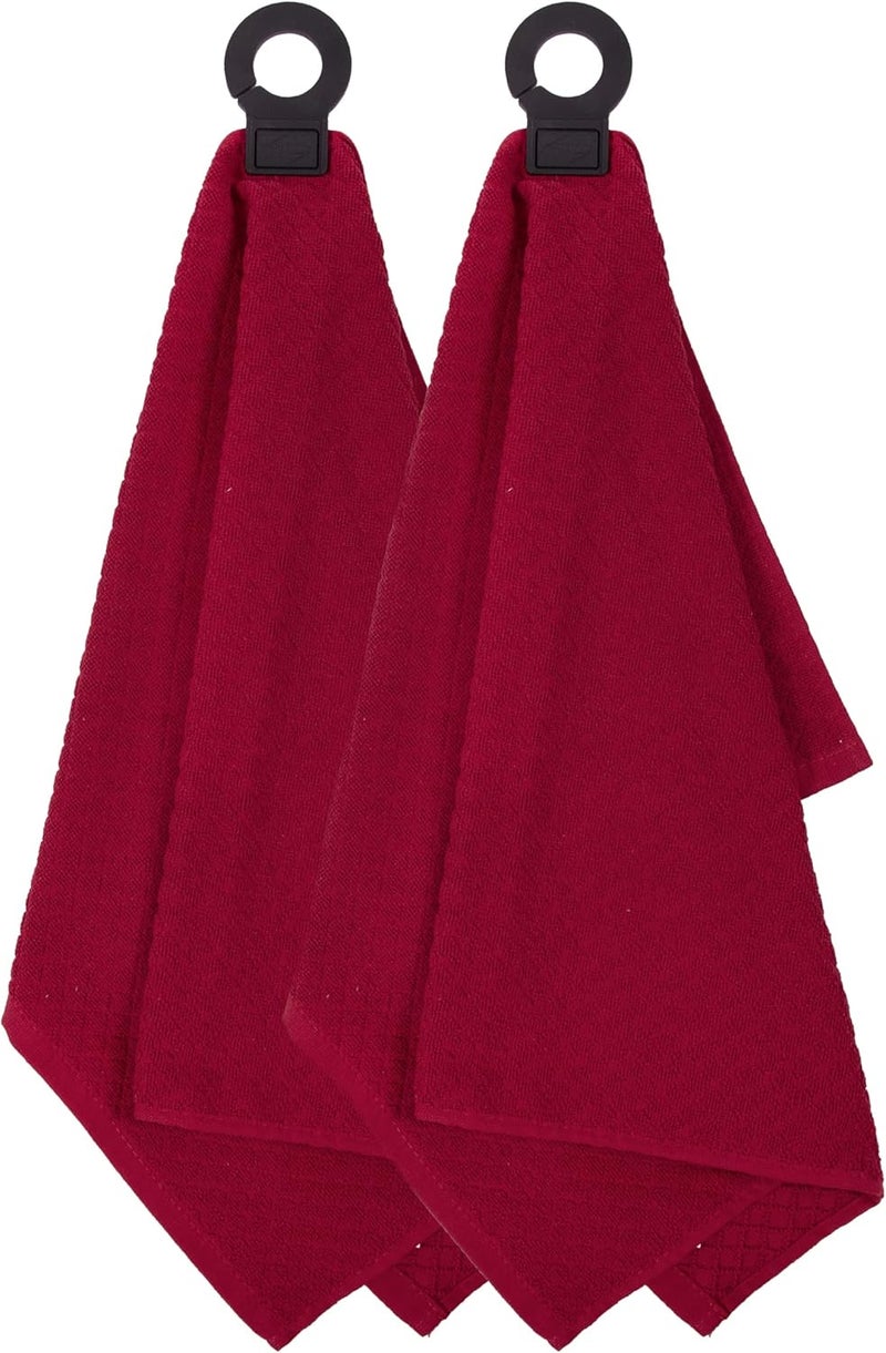 Ritz Premium Hook and Hang Towel, (2-Pack), 18" x 28", Long-Lasting Durable Rubber Hook, Highly Absorbent Super Soft Hand Cloths for Kitchen, Bathroom, Laundry Room, Paprika - Image 2