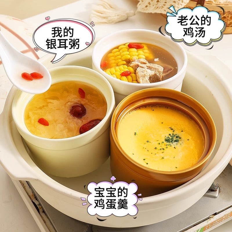 Daifa Steamed Egg Ceramic Water-Proof Stew Cup Household Bowl Steamed Egg Bowl One-Person Small Soup Cup Soup Coil - Image 3