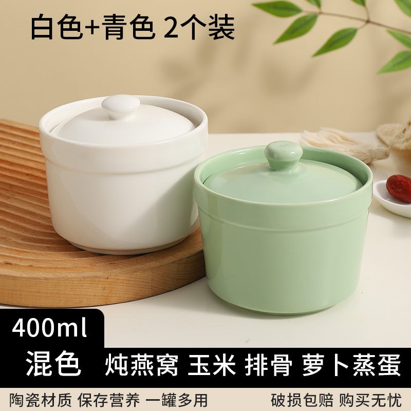 Daifa Steamed Egg Ceramic Water-Proof Stew Cup Household Bowl Steamed Egg Bowl One-Person Small Soup Cup Soup Coil - Image 1