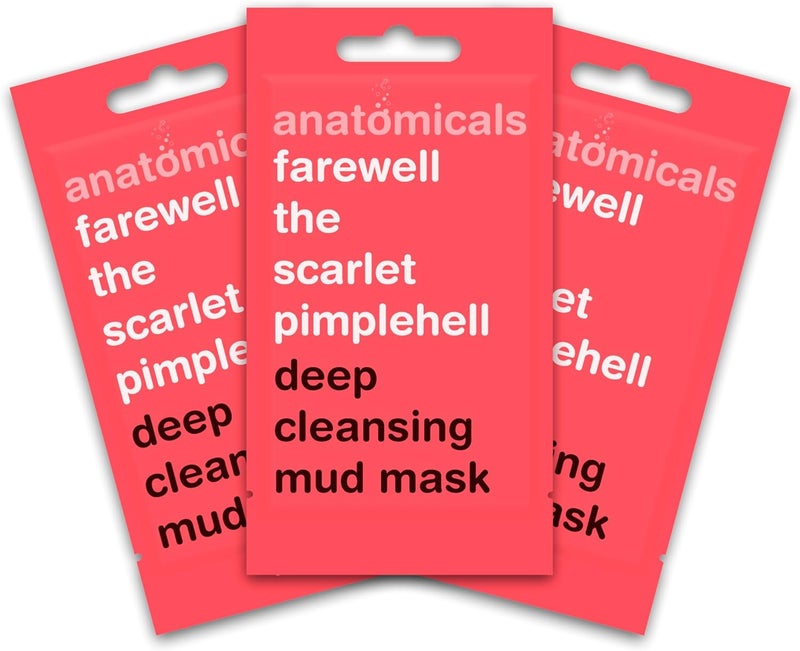 Anatomicals Deep Cleansing Mud Mask Beauty Face Mask 15ml Farewell the Scarlet Pimplehell Face Masks Skincare Bundle 3 Pack