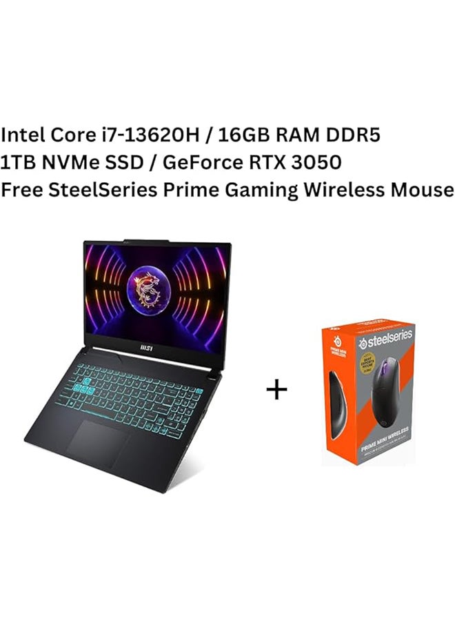 MSI Cyborg 15 Laptop With 15.6-Inch Display, Intel Core i7-13620H Processor/16GB RAM/1TB SSD/4GB GeForce RTX 3050 Graphics/Windows 11 Home  With SteelSeries Prime Gaming Wireless Mouse English Black  - Image 2