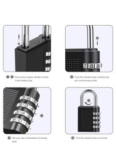 Y&D Combination Padlock, 2 Pack 4 Digit Lock, Padlock for School Gym Locker, Filing Cabinets, Toolbox, Employee Fence, Hasp, Parking Case etc(Black)  - Image 3