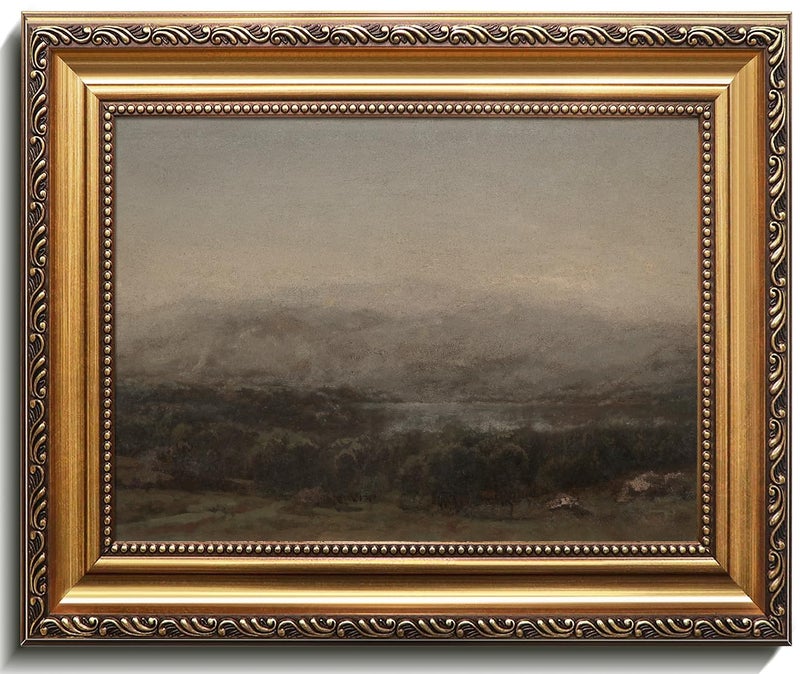 uniro Vintage Gold Framed Wall Art Moody Landscape Canvas Art Prints Painting Vintage Dark Green Landscape Wall Art Picture Antique Country Wall Decor for Living Room Bedroom Bathroom Office Farmhouse decor vintage Home Decor 9x12Inch - Image 2