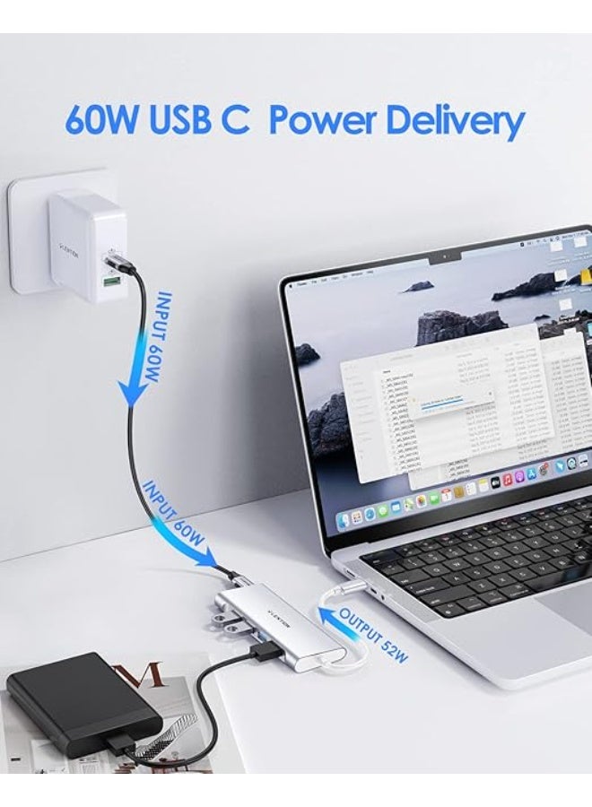 LENTION USB C Hub with 4 USB 3.0 Ports and Type C Charging Compatible 2025-2016 MacBook Pro 13/14/15/16, New Mac Air, Surface Book 3/Go, Chromebook, More, Stable Driver Adapter (CB-C31, Silver) - Image 2