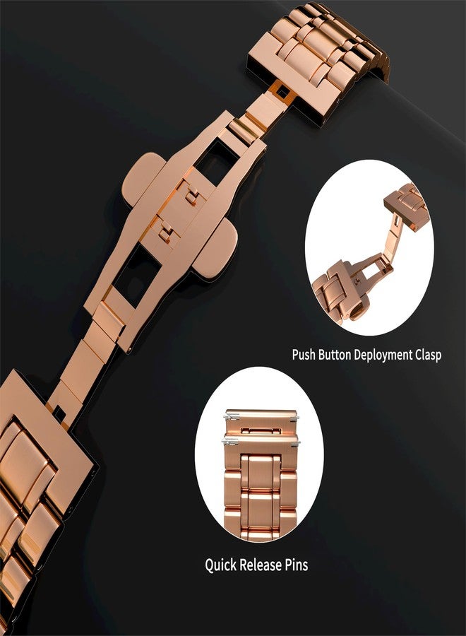 TStrap Metal Watch Band 12mm - Rose Gold Quick Release Watch Bands for Men Women - Stainless Steel Smart Watch Strap Bracelet Replacement Polished - 12mm ... 20mm 22mm 24mm - Image 4
