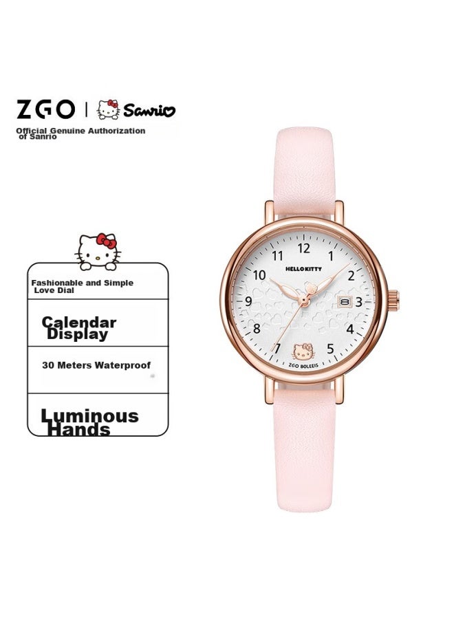 ZGO Hello Kitty Watch For Women Students, Simple Waterproof Quartz Watch With Calendar For Middle School Girls, Exam Watch 270 - Image 2