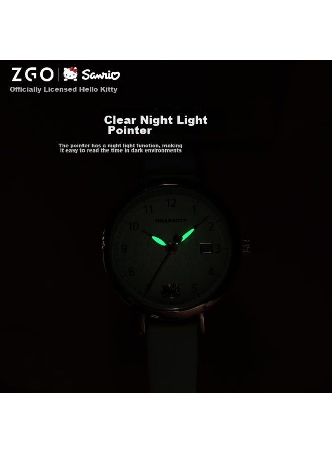 ZGO Hello Kitty Watch For Women Students, Simple Waterproof Quartz Watch With Calendar For Middle School Girls, Exam Watch 270 - Image 3