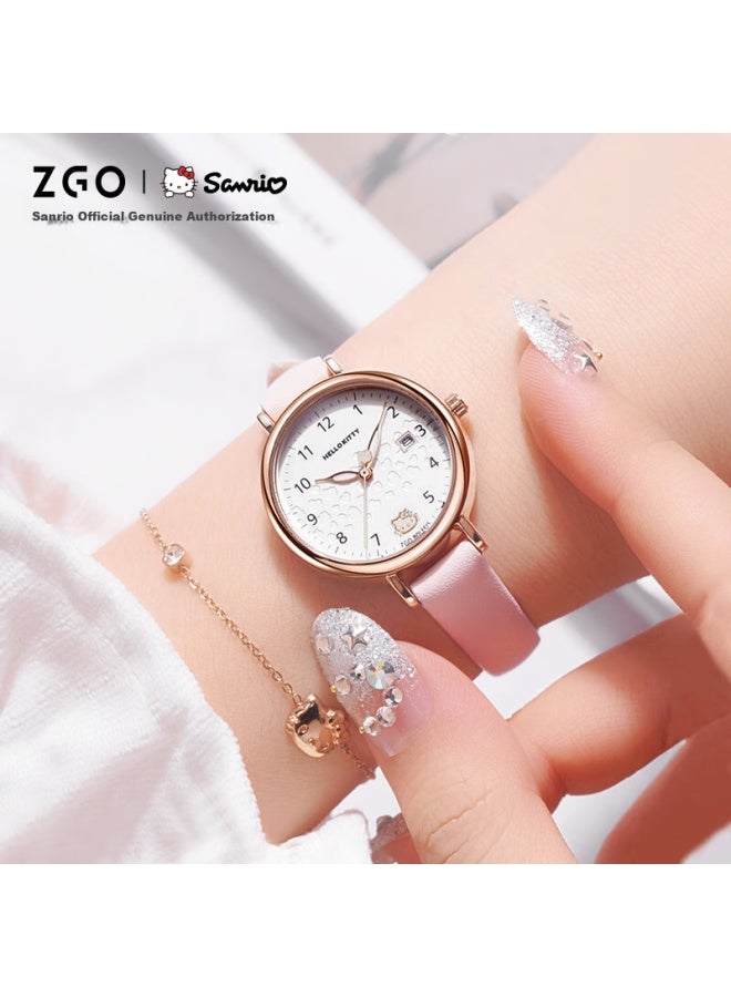 ZGO Hello Kitty Watch For Women Students, Simple Waterproof Quartz Watch With Calendar For Middle School Girls, Exam Watch 270 - Image 1