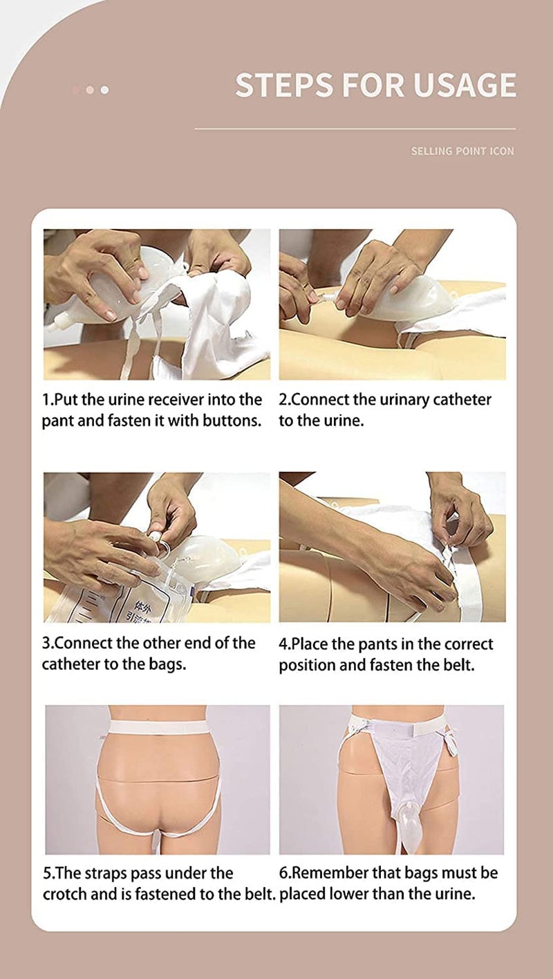 klarako Urine Collector, Silicone Urine Collector With Elderly,Urine Catheter Bags With Urine Catheter For Bladder Control Devices Bladder-Control-Devices Bags (Elderly Men Type) - Image 3