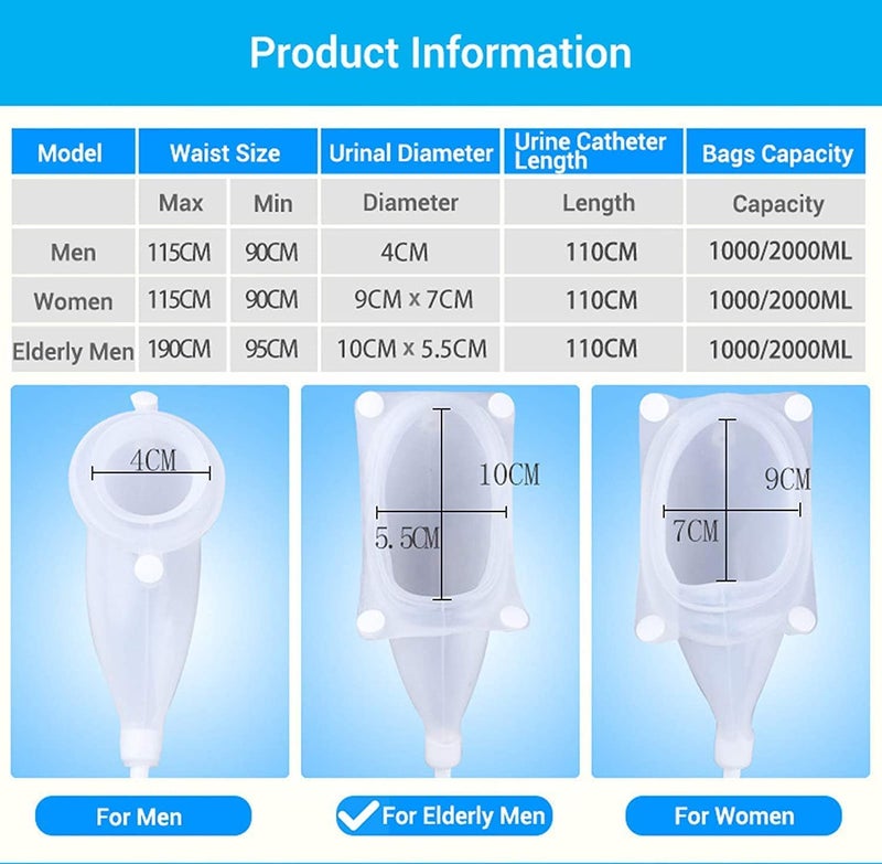 klarako Urine Collector, Silicone Urine Collector With Elderly,Urine Catheter Bags With Urine Catheter For Bladder Control Devices Bladder-Control-Devices Bags (Elderly Men Type) - Image 2
