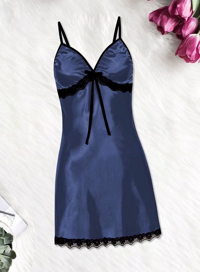 MARGOUN Women Medium Size Nightwear Pajamas Sleepdress Nightdress Comfortable Solid Color Blue /Size(cm)  M Bust: 70-80 Waist: 66-78 - Image 1