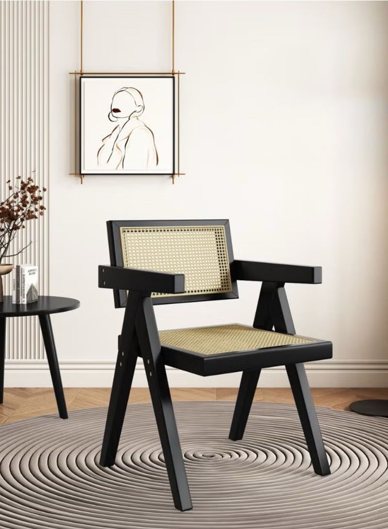 شو وو كرسي عتيق، كرسي شانديغار بمقعد ومسند ظهر من الخيزران لغرفة الطعام، غرفة المعيشة، المكتب المنزلي، المقهى. - Image 2