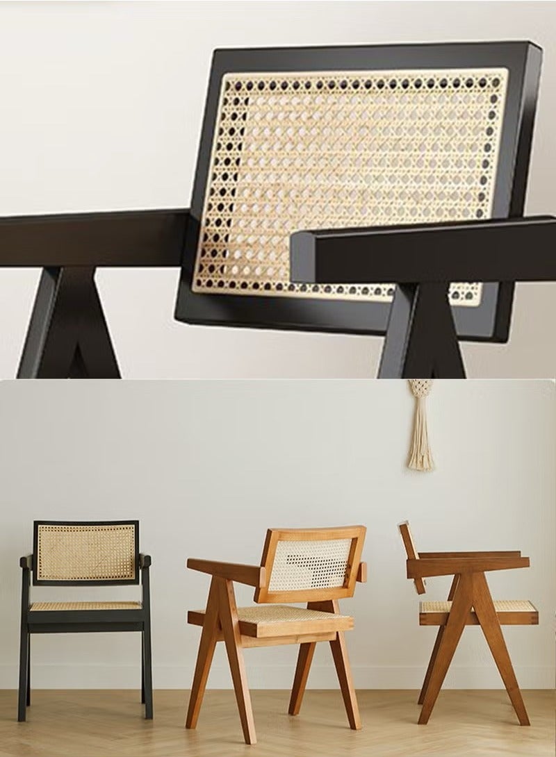 شو وو كرسي عتيق، كرسي شانديغار بمقعد ومسند ظهر من الخيزران لغرفة الطعام، غرفة المعيشة، المكتب المنزلي، المقهى. - Image 5