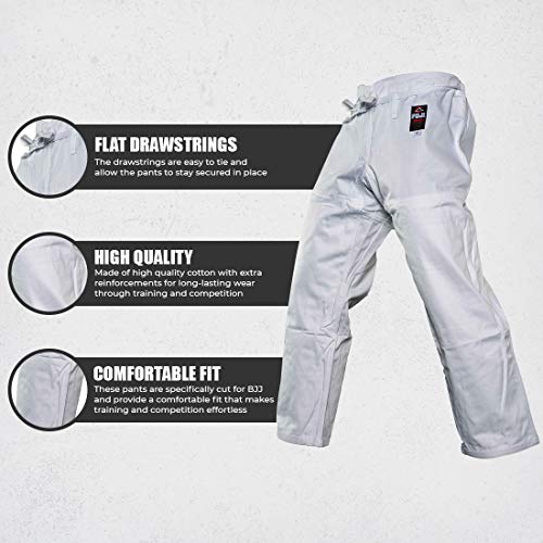 FUJI Unisex Adult Standard BJJ Gi Pants, White, A3 - Image 3