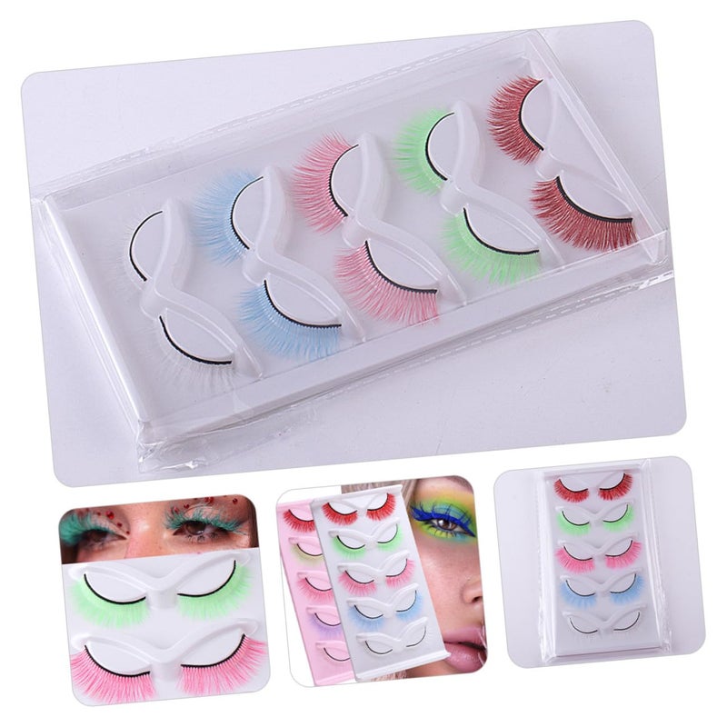 False Eyelashes for Women 2 Boxes Colorful Synthetic Wispy Lashes Stage Makeup Supplies Natural Look False Lash Extensions - Image 3