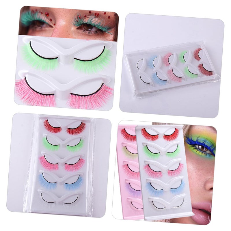 False Eyelashes for Women 2 Boxes Colorful Synthetic Wispy Lashes Stage Makeup Supplies Natural Look False Lash Extensions - Image 4