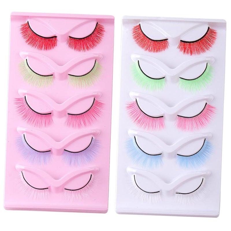 False Eyelashes for Women 2 Boxes Colorful Synthetic Wispy Lashes Stage Makeup Supplies Natural Look False Lash Extensions - Image 1
