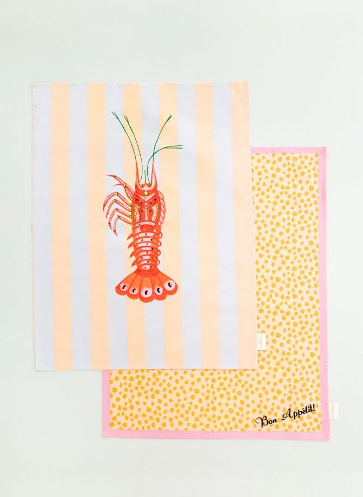 YVONNE ELLEN Yvonne Ellen Set Of 2 Tea Towels - Lobster