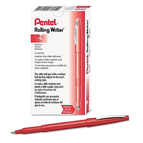 Pentel Rolling Writer Pen, 0.8 Millimeter Cushion Ball Tip, Red Ink, Box of 12 (R100-B) - Image 3