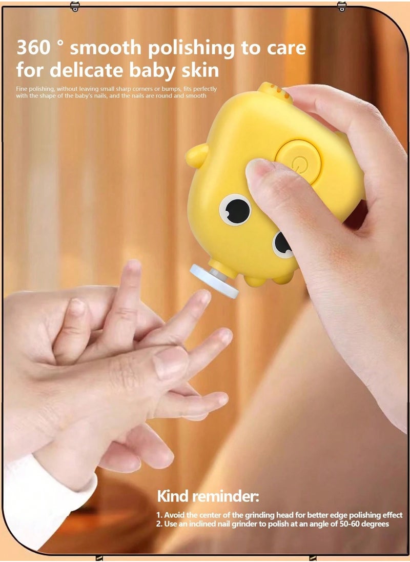 Twisoo - Twisoo Electric Baby Nail File Trimmer Kit – Ergonomic, Quiet Baby Nail File with 3 Safe Grinding Heads, Harmless Design for Infants’ Toenails & Fingernails Cartoon Shape (Yellow) - Image 1
