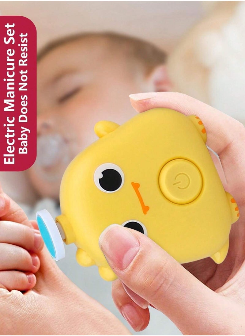 Twisoo - Twisoo Electric Baby Nail File Trimmer Kit – Ergonomic, Quiet Baby Nail File with 3 Safe Grinding Heads, Harmless Design for Infants’ Toenails & Fingernails Cartoon Shape (Yellow) - Image 1