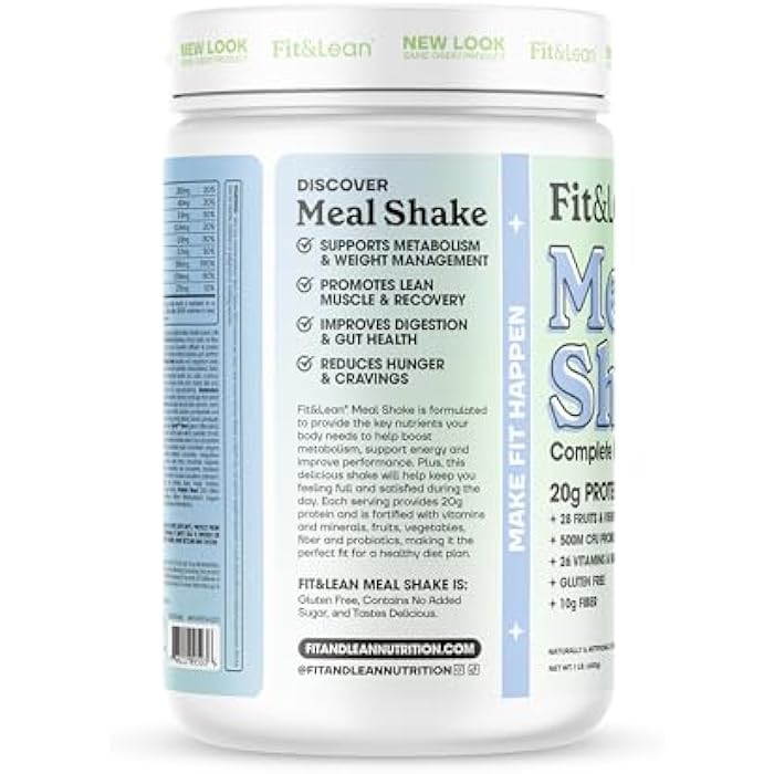 Fit & Lean Meal Shake, Fat Burning Meal Replacement, Protein, Fiber, Probiotics, Chocolate, 1lb, 10 Servings Per Container - Image 2