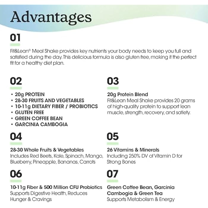 Fit & Lean Meal Shake, Fat Burning Meal Replacement, Protein, Fiber, Probiotics, Chocolate, 1lb, 10 Servings Per Container - Image 4