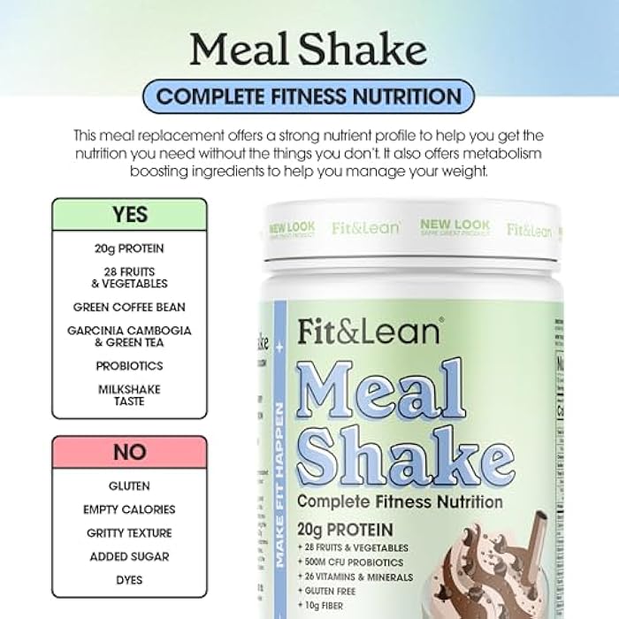 Fit & Lean Meal Shake, Fat Burning Meal Replacement, Protein, Fiber, Probiotics, Chocolate, 1lb, 10 Servings Per Container - Image 5