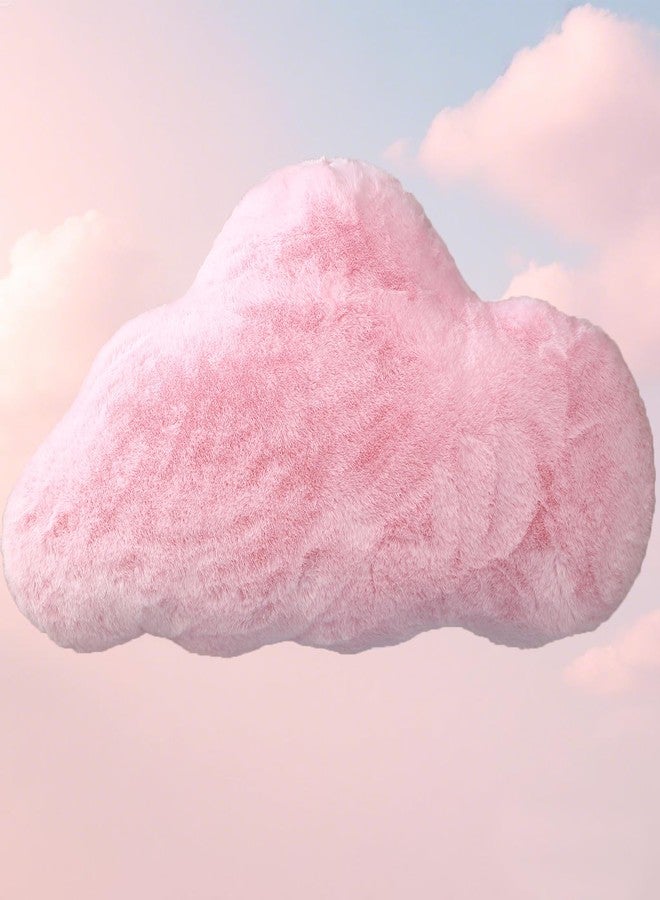 YRXRUS Cloud Pillows, Pink Cloud Shaped Pillow, Decorative Throw Pillow Gifts, Cute Plush Room Decor, Fluffy Faux Rabbit Fur 9.5"x16" Pillows for Living Bedroom Kids Room - Image 1