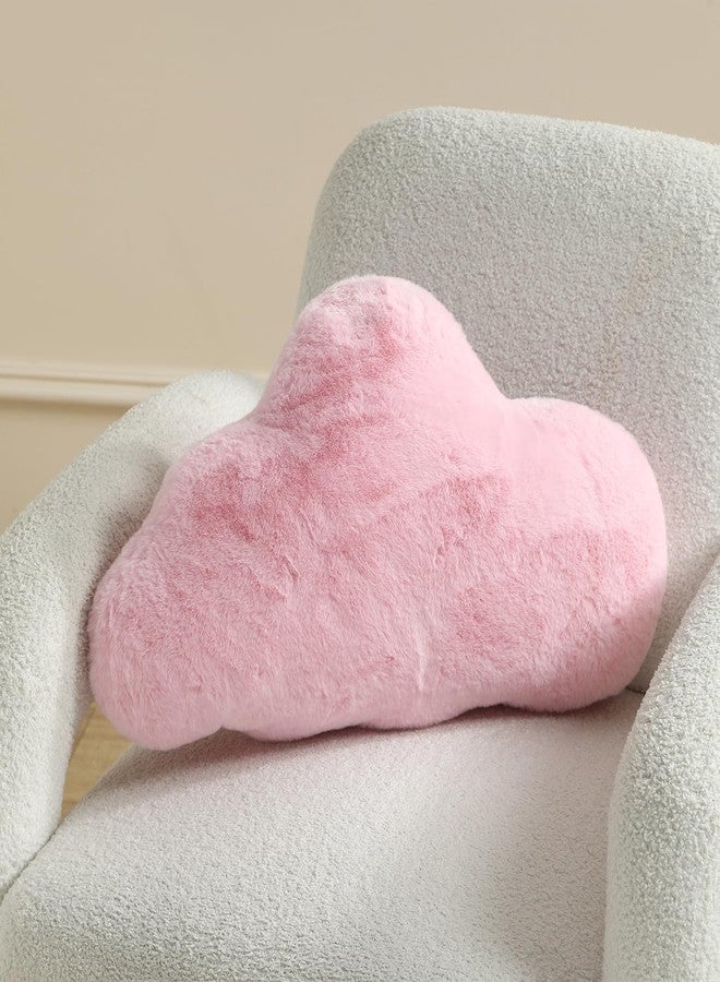 YRXRUS Cloud Pillows, Pink Cloud Shaped Pillow, Decorative Throw Pillow Gifts, Cute Plush Room Decor, Fluffy Faux Rabbit Fur 9.5"x16" Pillows for Living Bedroom Kids Room - Image 2