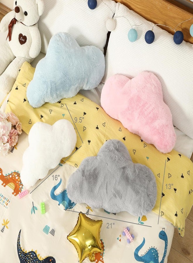 YRXRUS Cloud Pillows, Pink Cloud Shaped Pillow, Decorative Throw Pillow Gifts, Cute Plush Room Decor, Fluffy Faux Rabbit Fur 9.5"x16" Pillows for Living Bedroom Kids Room - Image 4