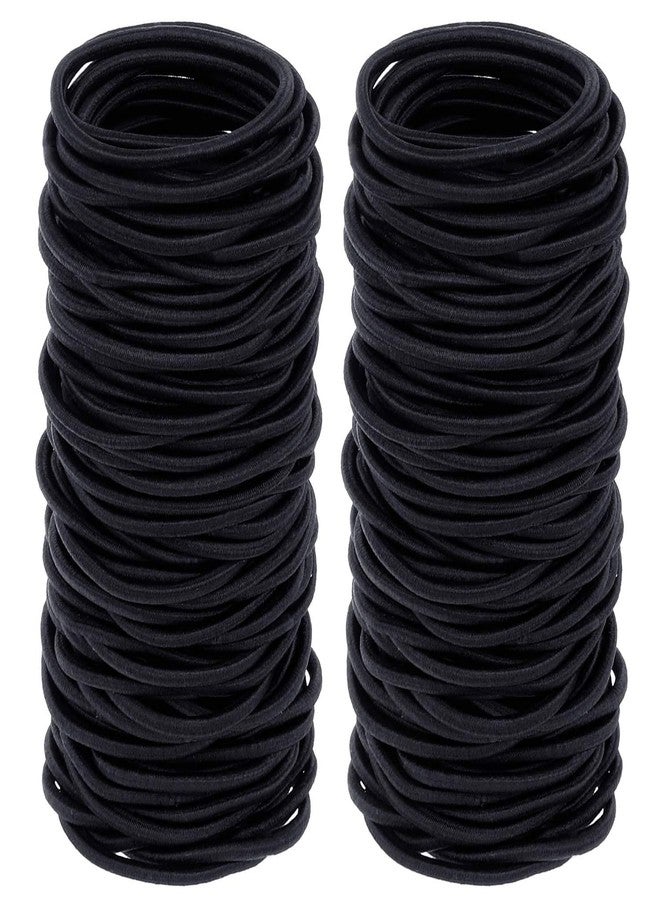 shynek 150 Pieces Black Hair Ties for Thick Curly Hair Bulk Hair Ties Ponytail Holders Hair Elastics Bands for Women or Men (4mm) - Image 1