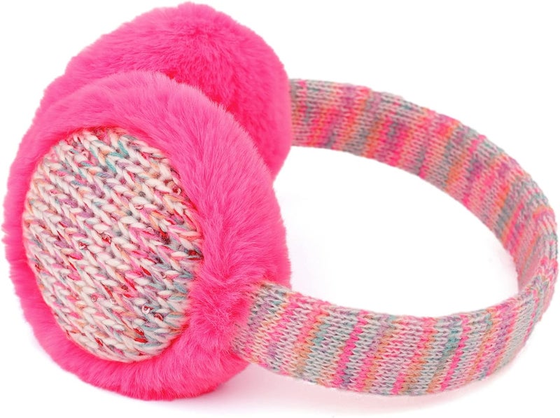 F Flammi Kids Knit Earmuffs Winter Outdoor Furry Ear Warmers for Boys Girls from Toddler to Big Kids - Image 1
