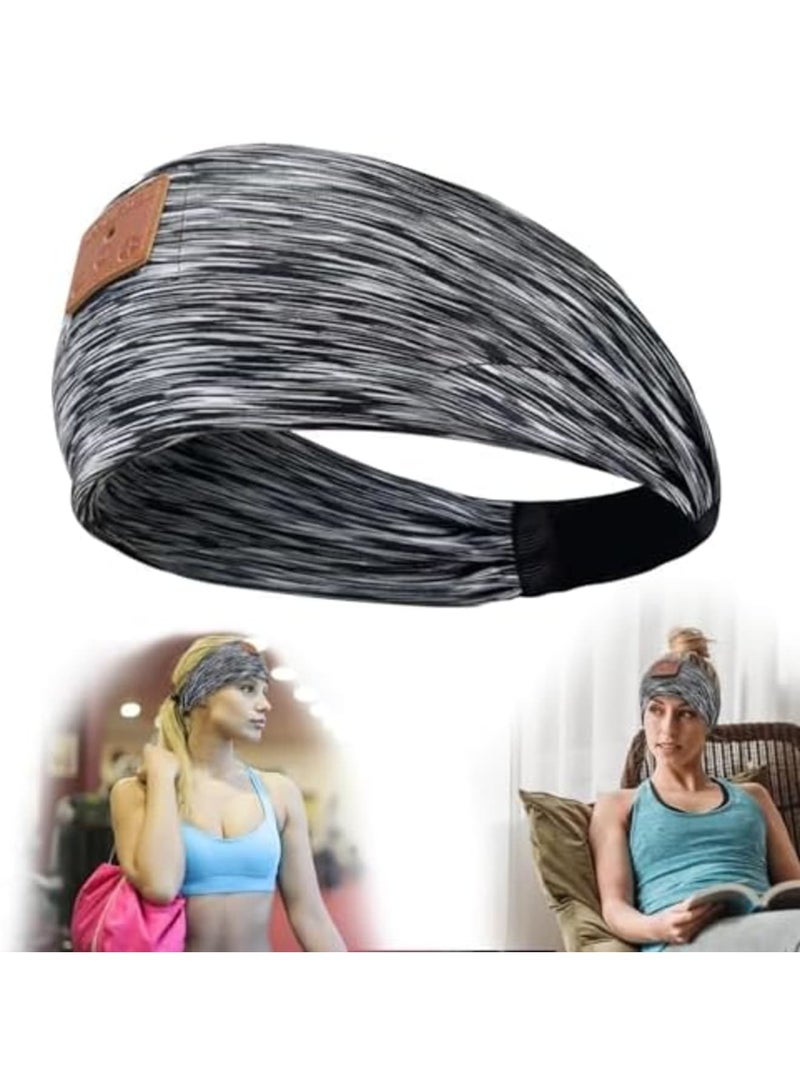 SYOSI Comfortable Bluetooth Sleep Headphones for Women, Gray Multi-Functional Headband with Ultra-Thin Speakers, Perfect for Side Sleepers, Sports and Sleep Mask Combo - Image 1