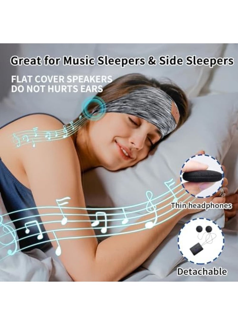 SYOSI Comfortable Bluetooth Sleep Headphones for Women, Gray Multi-Functional Headband with Ultra-Thin Speakers, Perfect for Side Sleepers, Sports and Sleep Mask Combo - Image 4
