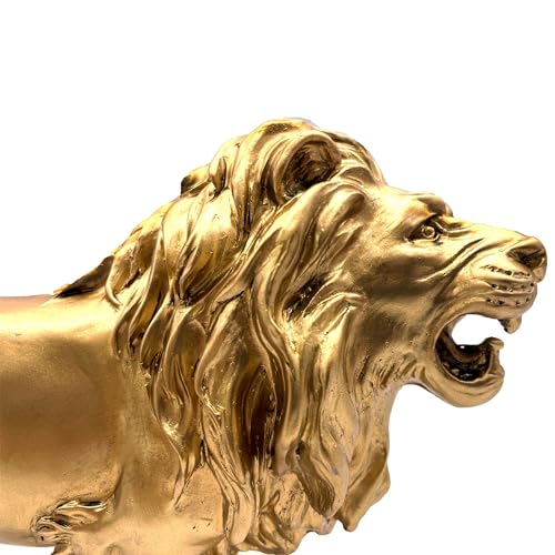 SHTWX 10 Inch Lion Statue Figurine Sculpture Resin Collectible Gifts for Lion Lover Office Home Decor Desk Accessories Decoration Garden Figurines Outdoor Decor Gold - Image 4