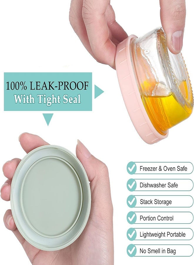 6 Pcs Glass Food Storage Containers, 4oz Glass Small Spice Jars with Lids, Food Containers, Mini Dip Sauce Containers, Leak-Proof, for Snacks, Dips, Salad, Spices - Image 3