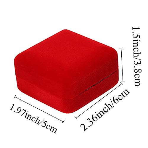 GBYAN Velvet 2 Slots Ring Box with LED Light for Ceremony Jewelry Display Gift Box for Engagement, Wedding, Red - Image 2