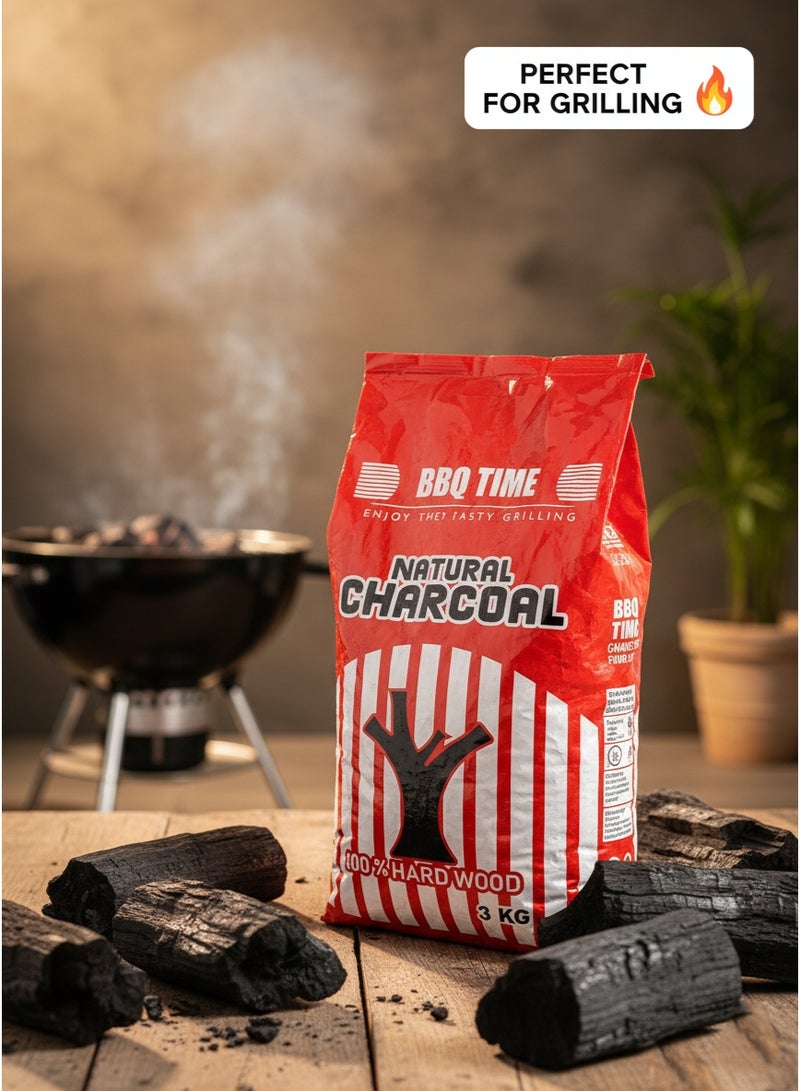 Bright Home Natural BBQ Charcoal 100% Hardwood – Fast Ignition & High Heat Stability – 3 KG - Image 2