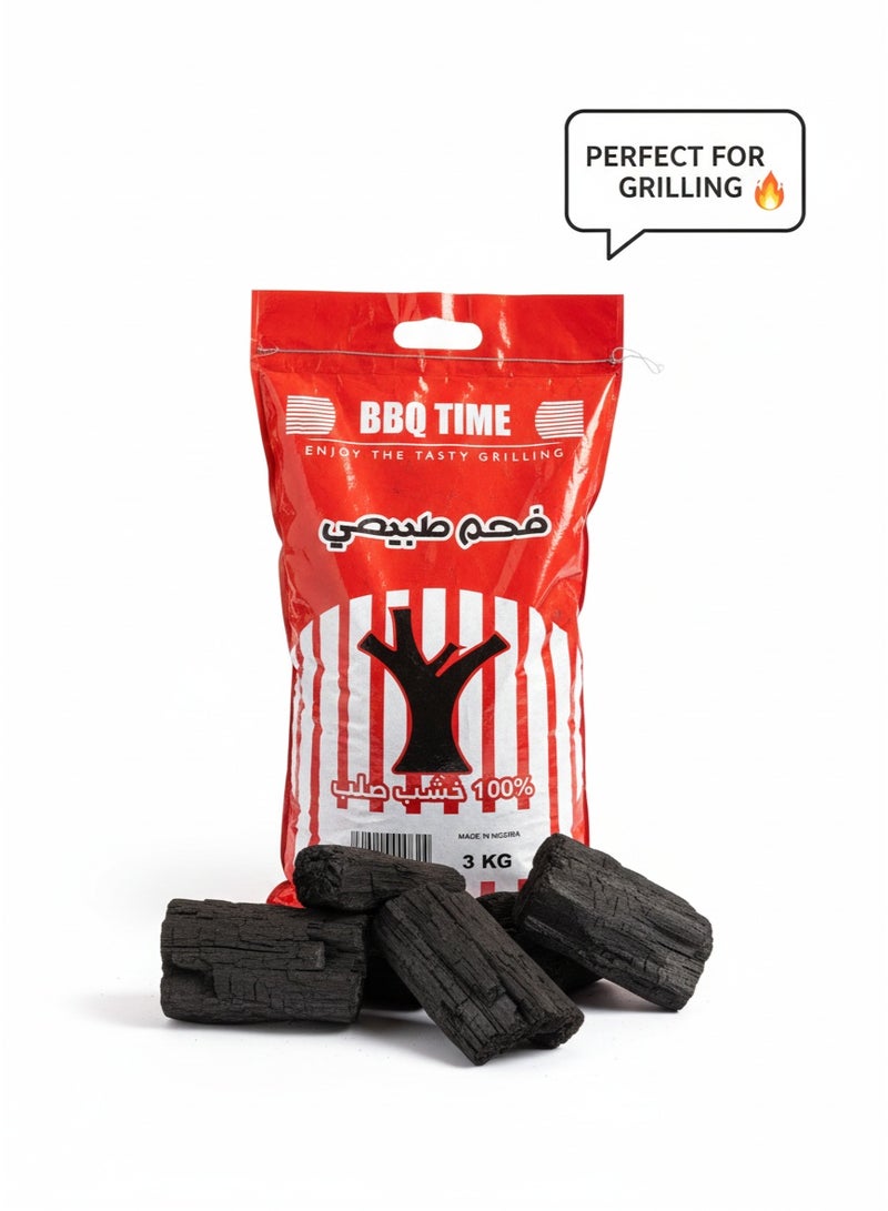Bright Home Natural BBQ Charcoal 100% Hardwood – Fast Ignition & High Heat Stability – 3 KG - Image 3