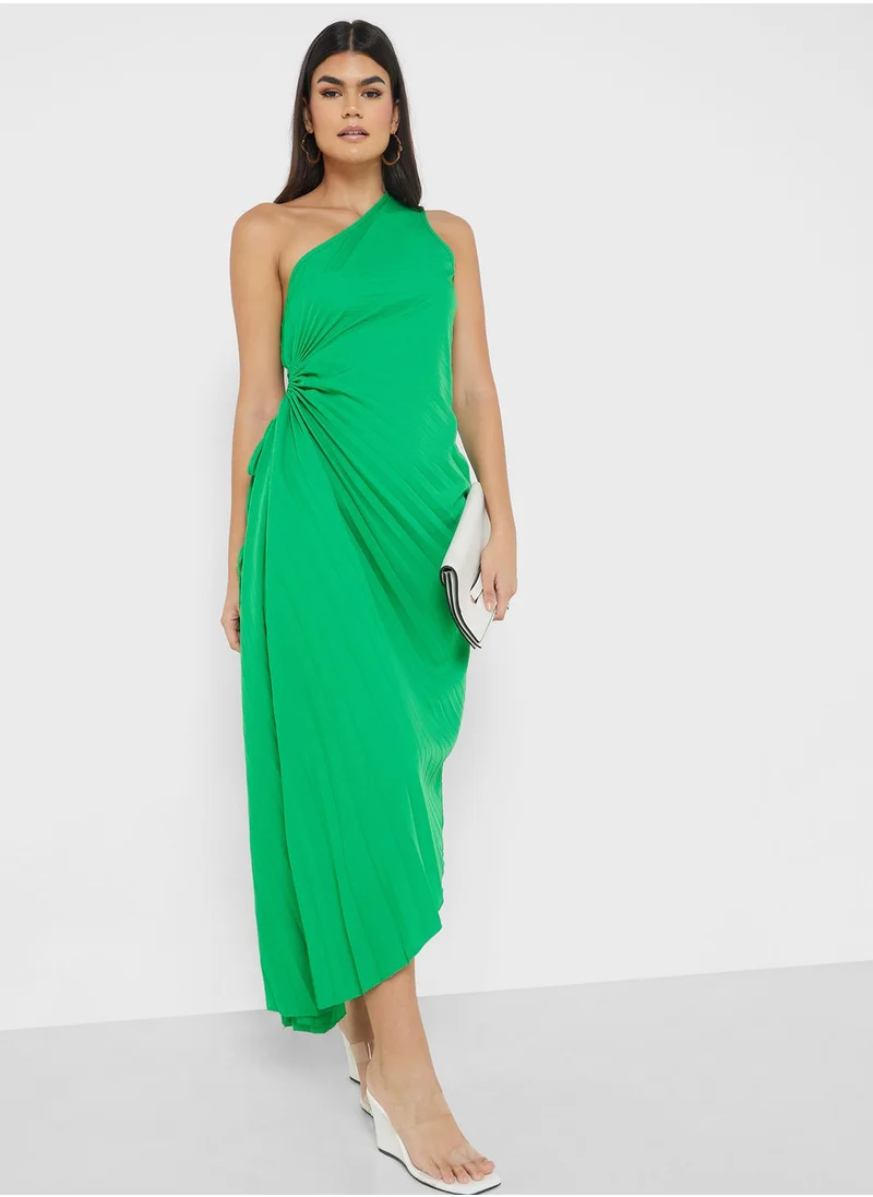 ايلا One Shoulder Dress With Pleats