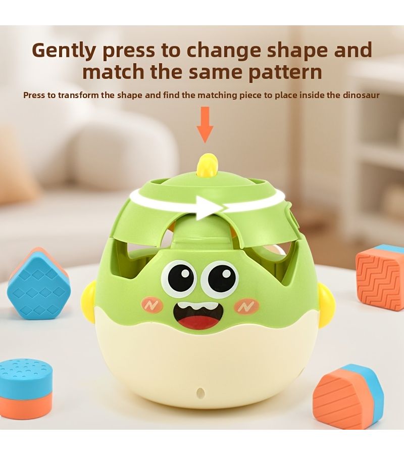 Building Block Sorting Puzzle Dinosaur Style for Infants Shape Recognition Multi Hole Matching - Image 1